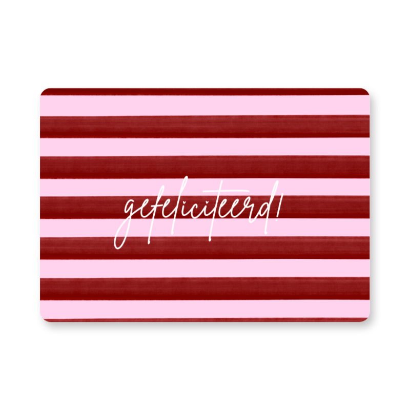 Kaart - Gefeliciteerd (rood/roze)
