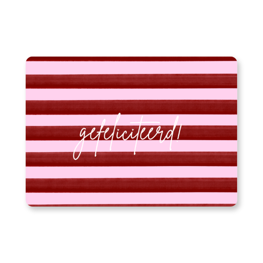 Kaart - Gefeliciteerd (rood/roze)