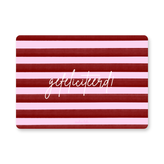Kaart - Gefeliciteerd (rood/roze)