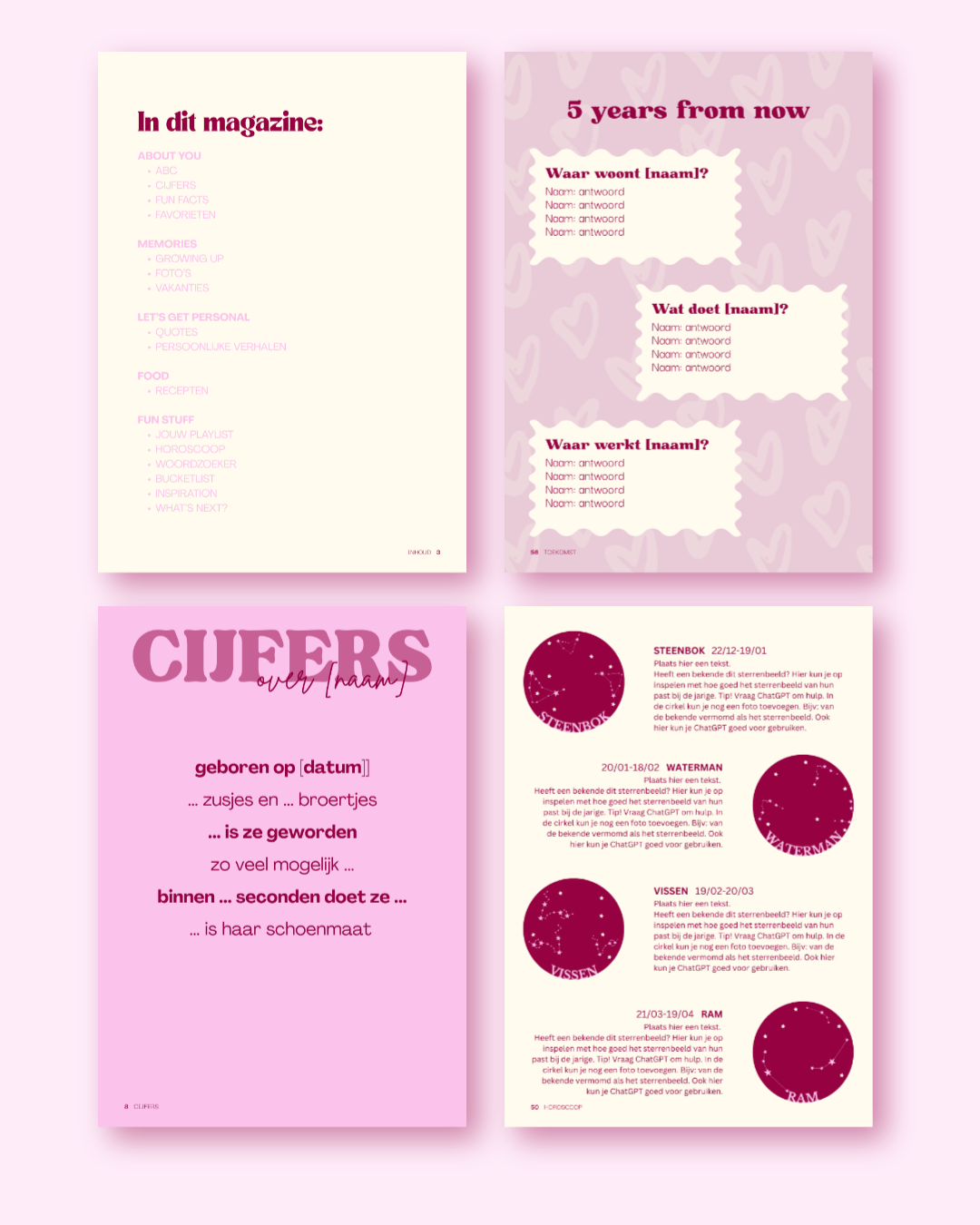 Template Birthday Magazine - Burgundy/Pink