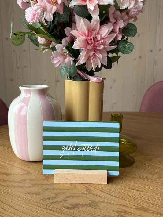 Kaart - Gefeliciteerd (groen/blauw)