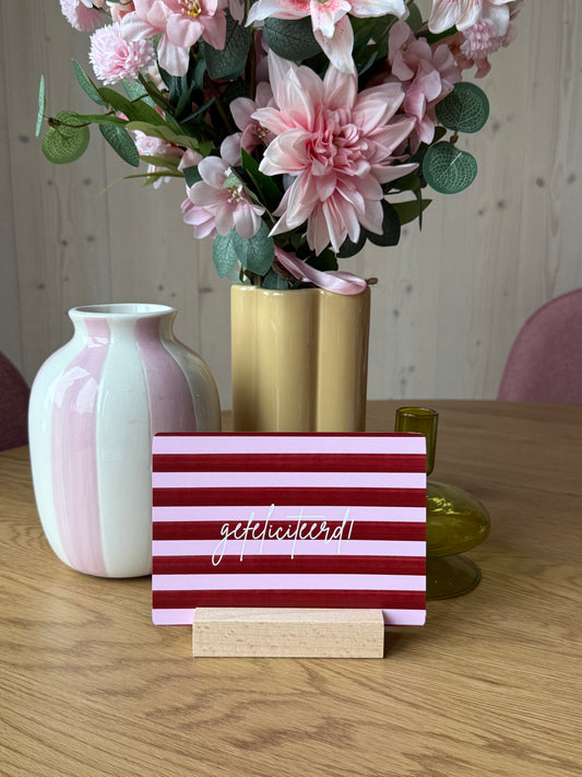 Kaart - Gefeliciteerd (rood/roze)
